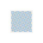 90s flowers checkers cream and blue Art Print