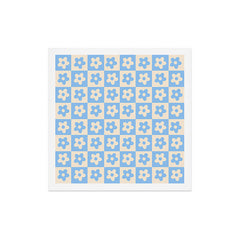 90s flowers checkers cream and blue Art Print
