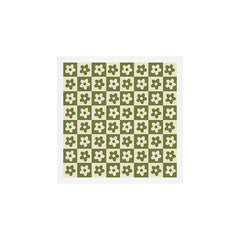 90s flowers checkers cream and green Art Print