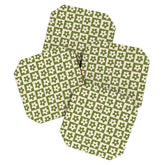 90s flowers checkers cream and green Coaster
