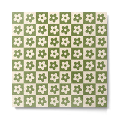 90s flowers checkers cream and green Metal Print