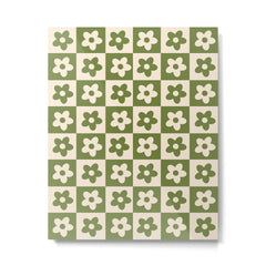 90s flowers checkers cream and green Metal Print