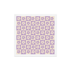 90s flowers checkers cream and lilac Art Print
