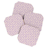 90s flowers checkers cream and lilac Coaster
