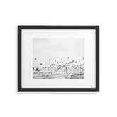 "Seagulls" | Coastal black and white photo | Film photography | Beach Framed Art Print