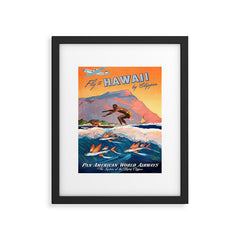 1947 Fly To Hawaii By Clipper Pan American Travel Poster Framed Art Print
