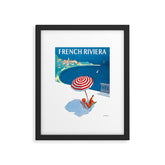 1954 FRENCH RIVIERA Travel Poster Framed Art Print