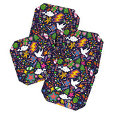 60s 70s psychedelic Modern Christmas Confetti Pattern Coaster