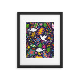 60s 70s psychedelic Modern Christmas Confetti Pattern Framed Art Print