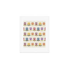 70s Retro Florals Pattern with Linen Texture Art Print