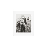 A Cowgirl & Her Horse - Black & White Photo Art Print