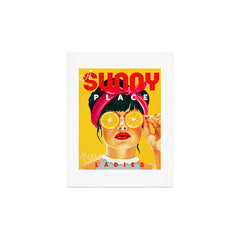 "A Sunny Place For Shady Ladies" Cool, Retro Pinup Girl With Orange Shades Art Print