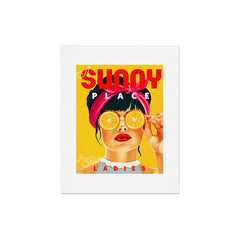 "A Sunny Place For Shady Ladies" Cool, Retro Pinup Girl With Orange Shades Art Print