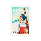 "Apres Ski Colorado" Cool Vintage Pinup Girl Skiing Design Art Print