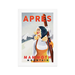 "Apres Ski Mammoth" Cool Vintage Pinup Girl Skiing Art Art Print