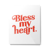 "Bless My Heart" Funny & Cute Red Typography Design Metal Print
