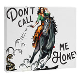 "Don't Call Me Honey" Cowgirl On Horseback Shooting a Rattlesnake Canvas Print