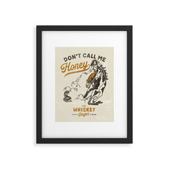 "Don't Call Me Honey" Retro Pinup Cowgirl On Horseback Shooting A Snake V.2 Framed Art Print