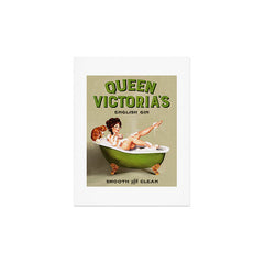 "Queen Victoria's English Gin" Cool Vintage Pinup Girl Alcohol Ad Wall Art Art Print