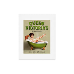 "Queen Victoria's English Gin" Cool Vintage Pinup Girl Alcohol Ad Wall Art Art Print