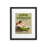 "Queen Victoria's English Gin" Cool Vintage Pinup Girl Alcohol Ad Wall Art Framed Art Print
