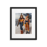 "Ski Bunnies" Cool Retro Winter Pinup Girl Art Framed Art Print