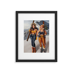 "Ski Bunnies" Cool Retro Winter Pinup Girl Art Framed Art Print