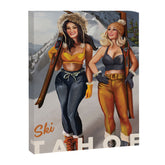 "Ski Tahoe" Cute Pinup Girls Skiing Wall Art Canvas Print