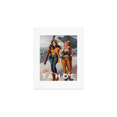 "Ski Tahoe" Cute Pinup Girls Skiing Wall Art Art Print