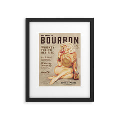 "The Babes Of Bourbon" Cute Vintage Blonde Pinup Girl In Lingerie Drinking Whiskey Framed Art Print