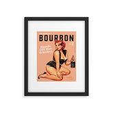 "The Babes Of Bourbon: Hands Off Her Whiskey" Vintage Curvy Pinup Girl Framed Art Print