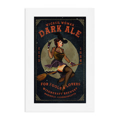 "Wicked Woman Dark Ale" Vintage Pinup Witch Halloween Art Art Print