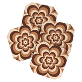 70s Retro Flower Power in Coffee Brown Coaster