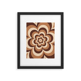 70s Retro Flower Power in Coffee Brown Framed Art Print
