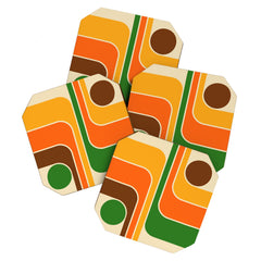 1970s Retro Vintage Style Geometric Design 743 Scandi Coaster