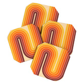 70s Retro Vintage Style Geometric Design 371 Autumn Coaster