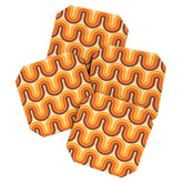 70s Retro Vintage Style Wave Pattern Autumn Brown Orange and Yellow Coaster