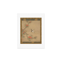 16th Century Japanese Bird and Peony Edo Era Painting Art Print