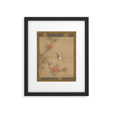 16th Century Japanese Bird and Peony Edo Era Painting Framed Art Print