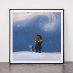 A Boy and his Dog Framed Art Print