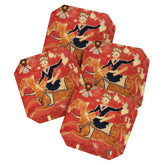 17th Century Isfahan Persian Animal Rug Print Coaster