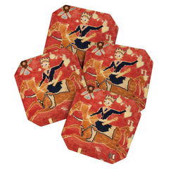 17th Century Isfahan Persian Animal Rug Print Coaster