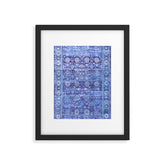 18th Century Isfahan Persian Rug Pattern in Blue Framed Art Print