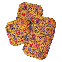 19th Century Uzbekistan Suzani with Gold Background Coaster