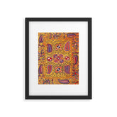 19th Century Uzbekistan Suzani with Gold Background Framed Art Print