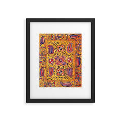 19th Century Uzbekistan Suzani with Gold Background Framed Art Print