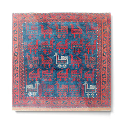 25 Peacocks Baluch Khorasan Persian Bag Face Print Metal Print