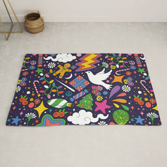 60s 70s psychedelic Modern Christmas Confetti Pattern Rug
