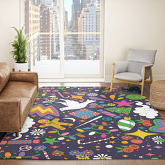 60s 70s psychedelic Modern Christmas Confetti Pattern Rug