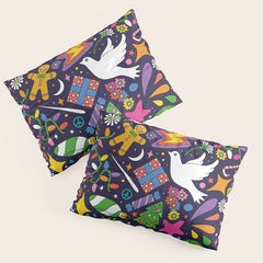 60s 70s psychedelic Modern Christmas Confetti Pattern Pillow Sham